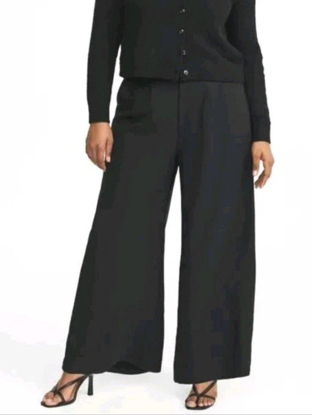 Torrid Woman 16 Wide Leg Trouser Pants Pleated Black Studio Stretch Crepe Nwt